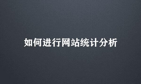 如何进行网站统计分析