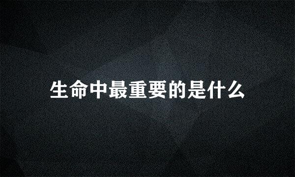 生命中最重要的是什么