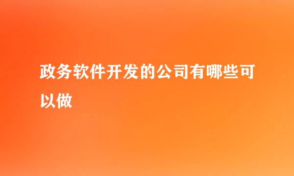 政务软件开发的公司有哪些可以做