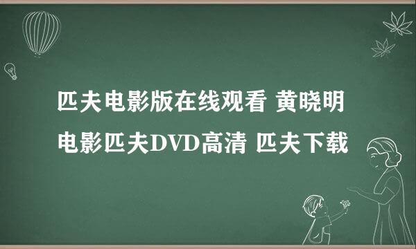 匹夫电影版在线观看 黄晓明电影匹夫DVD高清 匹夫下载