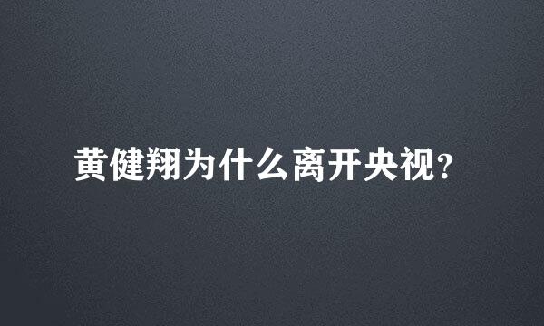 黄健翔为什么离开央视？