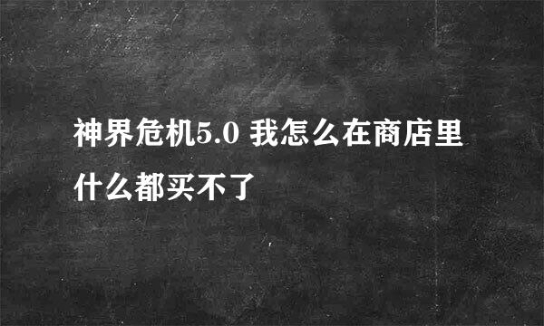 神界危机5.0 我怎么在商店里什么都买不了