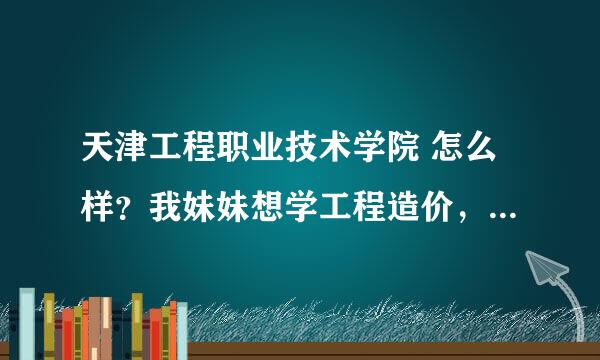 天津工程职业技术学院 怎么样？我妹妹想学工程造价，不知道有没有贵人指点迷津？不胜感激