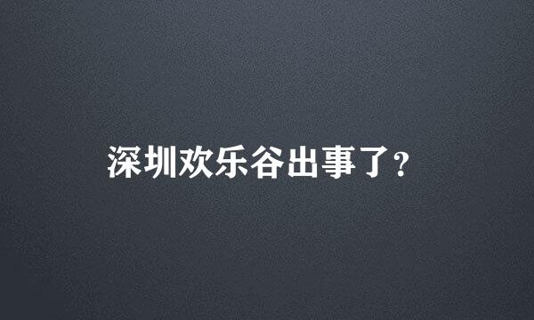 深圳欢乐谷出事了？