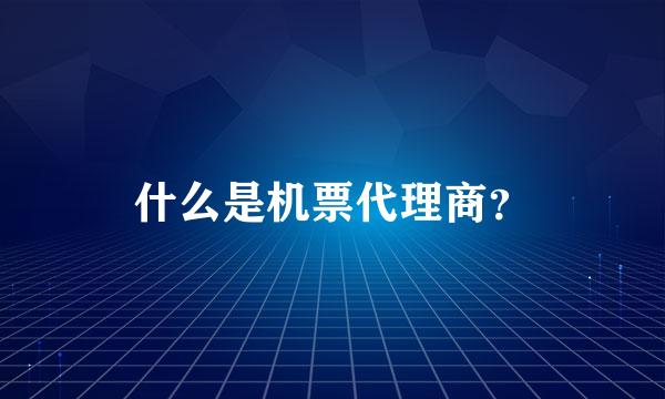 什么是机票代理商？