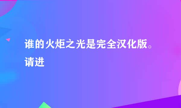 谁的火炬之光是完全汉化版。请进