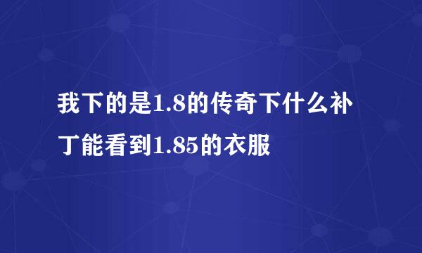 我下的是1.8的传奇下什么补丁能看到1.85的衣服