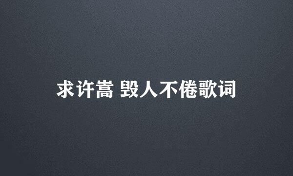 求许嵩 毁人不倦歌词