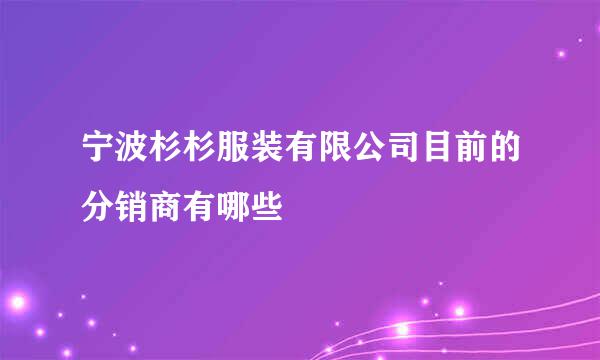 宁波杉杉服装有限公司目前的分销商有哪些