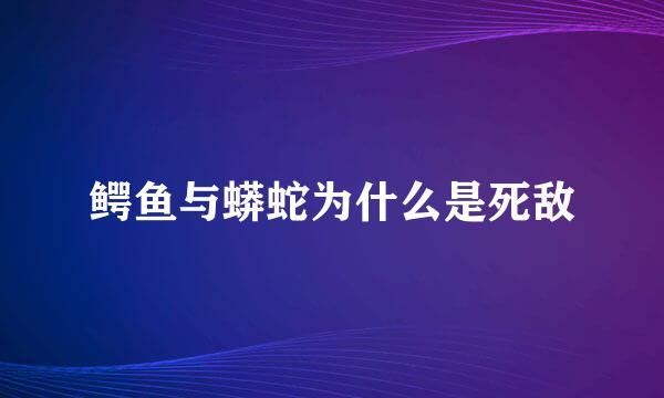 鳄鱼与蟒蛇为什么是死敌