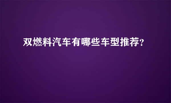 双燃料汽车有哪些车型推荐？