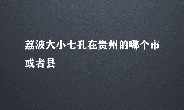 荔波大小七孔在贵州的哪个市或者县