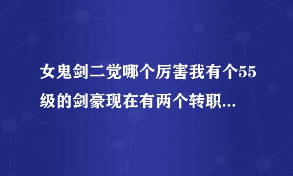 女鬼剑二觉哪个厉害我有个55级的剑豪现在有两个转职业的书到底要不要转