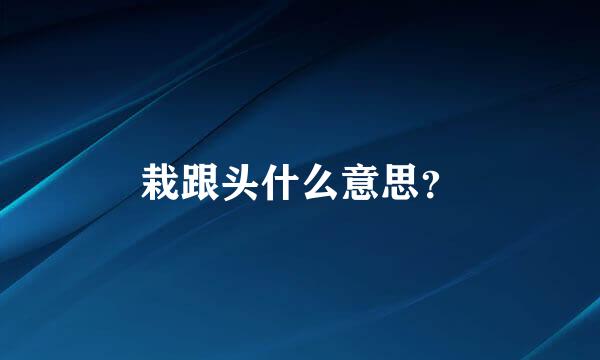 栽跟头什么意思？