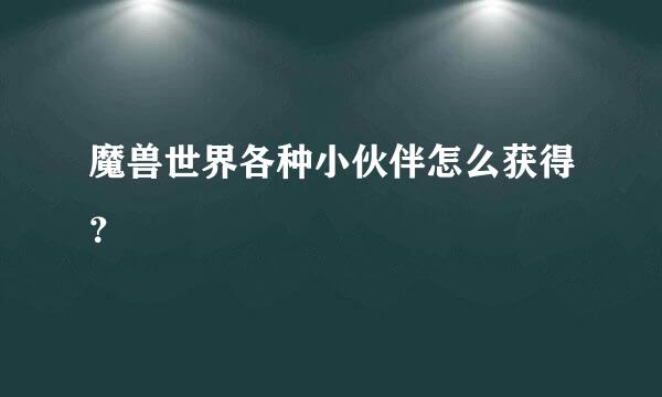 魔兽世界各种小伙伴怎么获得？