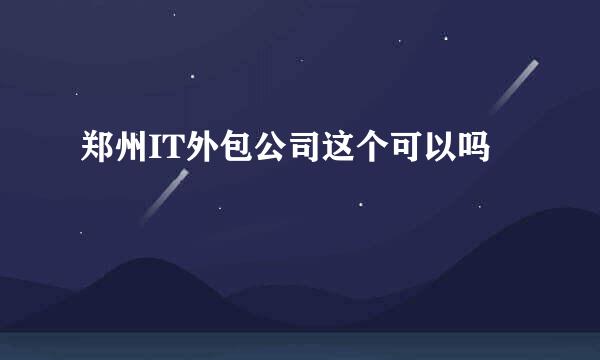 郑州IT外包公司这个可以吗