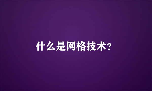 什么是网格技术？