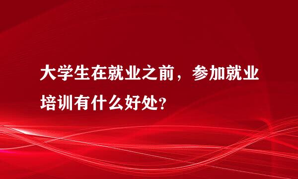 大学生在就业之前，参加就业培训有什么好处？