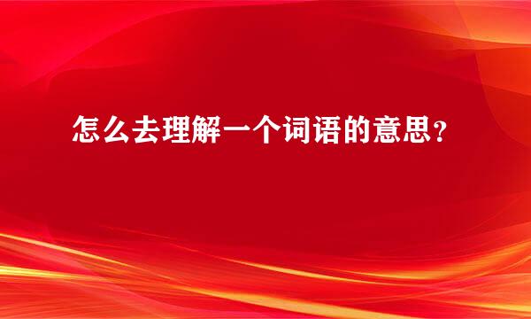 怎么去理解一个词语的意思？