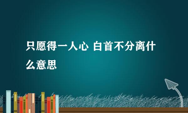 只愿得一人心 白首不分离什么意思