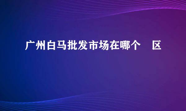 广州白马批发市场在哪个巿区