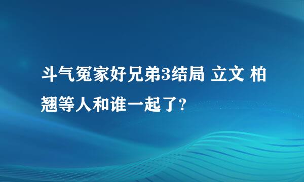 斗气冤家好兄弟3结局 立文 柏翘等人和谁一起了?