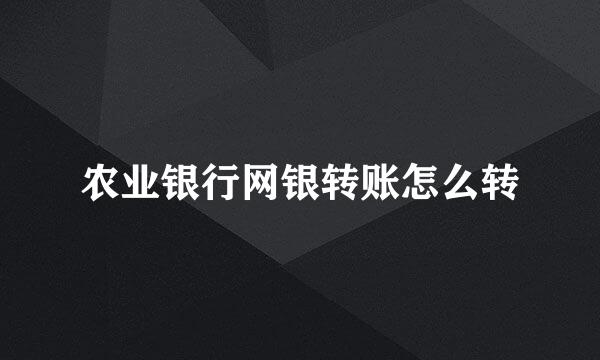 农业银行网银转账怎么转