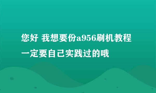 您好 我想要份a956刷机教程 一定要自己实践过的哦