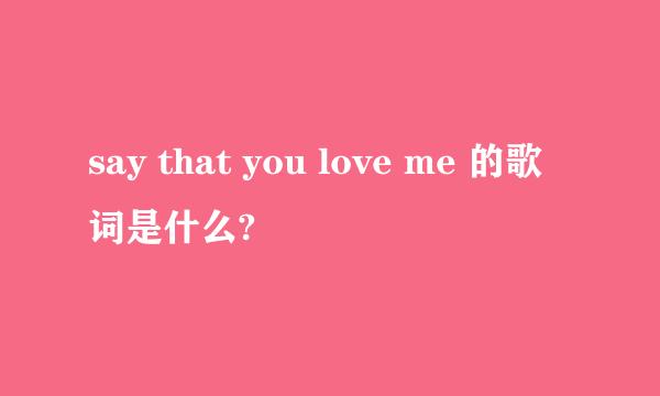 say that you love me 的歌词是什么?