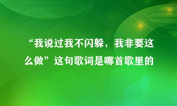 “我说过我不闪躲，我非要这么做”这句歌词是哪首歌里的