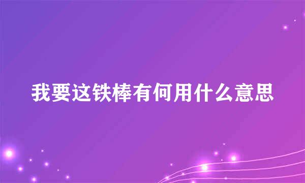 我要这铁棒有何用什么意思