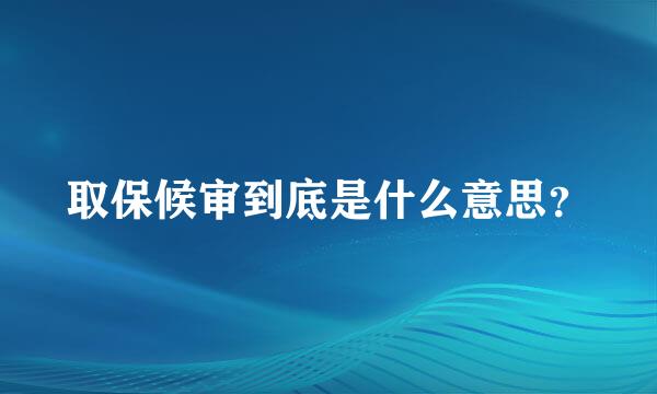 取保候审到底是什么意思？