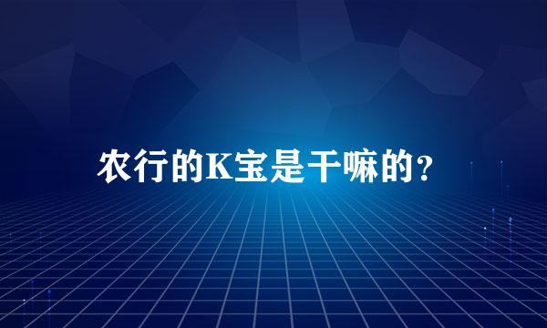 农行的K宝是干嘛的？