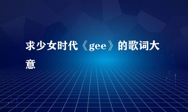 求少女时代《gee》的歌词大意