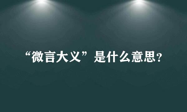 “微言大义”是什么意思？