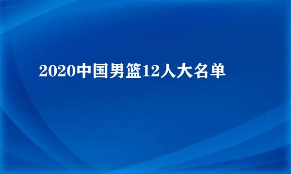 2020中国男篮12人大名单