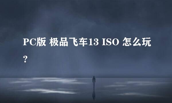 PC版 极品飞车13 ISO 怎么玩?