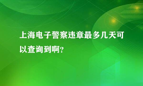 上海电子警察违章最多几天可以查询到啊？