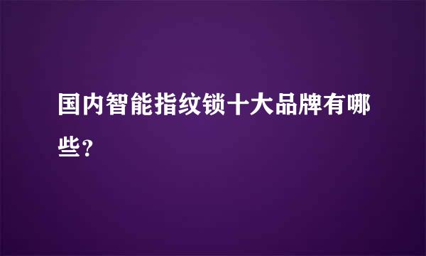 国内智能指纹锁十大品牌有哪些？