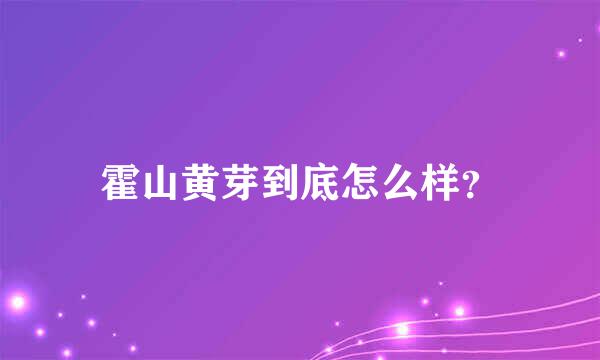 霍山黄芽到底怎么样？