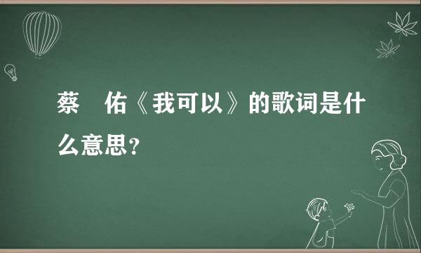 蔡旻佑《我可以》的歌词是什么意思？