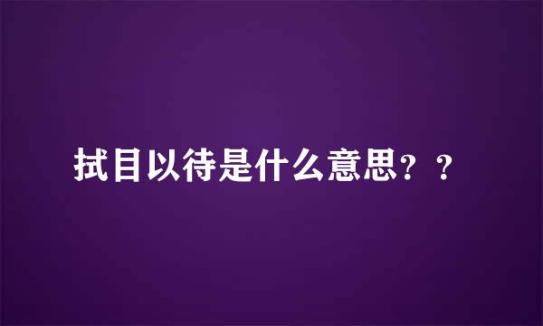 拭目以待是什么意思？？