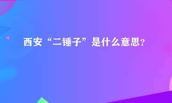 西安“二锤子”是什么意思？