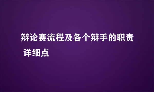 辩论赛流程及各个辩手的职责 详细点