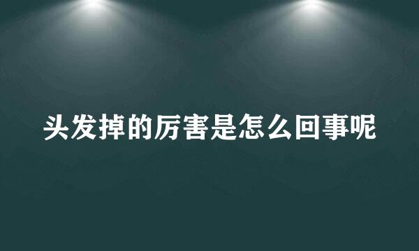 头发掉的厉害是怎么回事呢