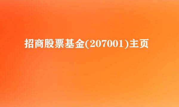 招商股票基金(207001)主页