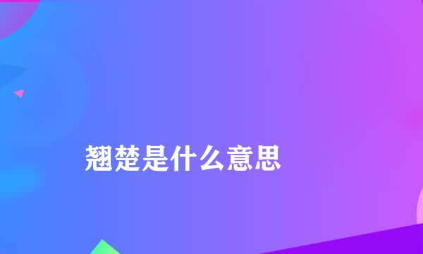 
翘楚是什么意思
