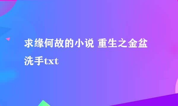 求缘何故的小说 重生之金盆洗手txt