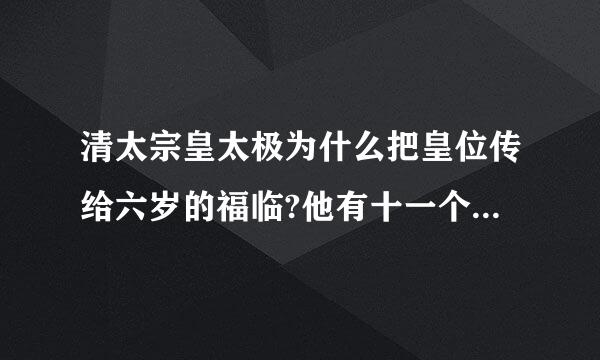 清太宗皇太极为什么把皇位传给六岁的福临?他有十一个儿子的.