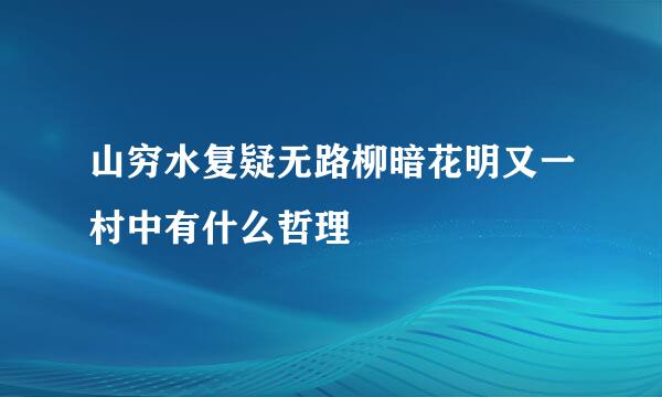 山穷水复疑无路柳暗花明又一村中有什么哲理